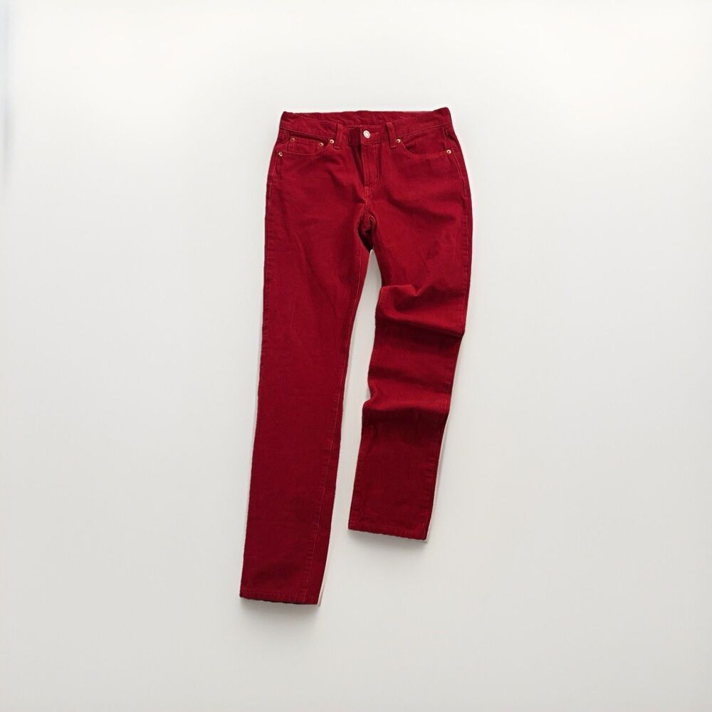 Levis Red Corduroy Womens Pants Tall Size 27x32 Christmas, Holiday Straight Leg